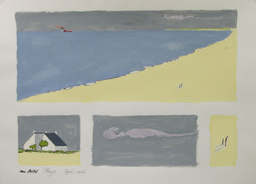 plage après-midi - 30 x 40 - gouache